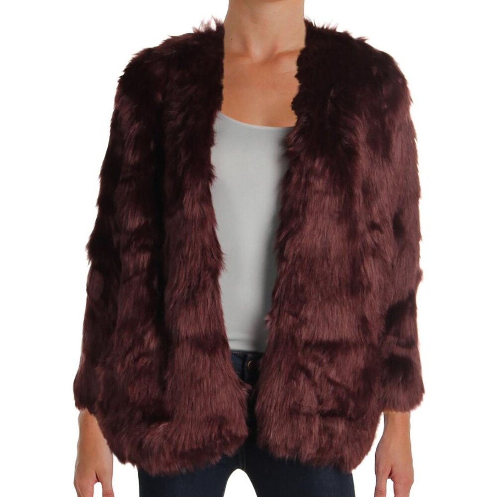 Lovers & Friends NWT Magenta Open Front Adorafur Montague Faux Fur Coat, Large
